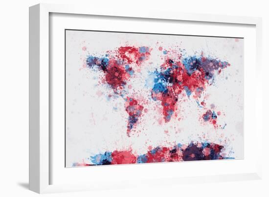 World Map Paint Splashes-Michael Tompsett-Framed Art Print