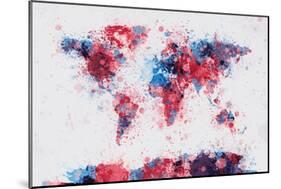 World Map Paint Splashes-Michael Tompsett-Mounted Art Print