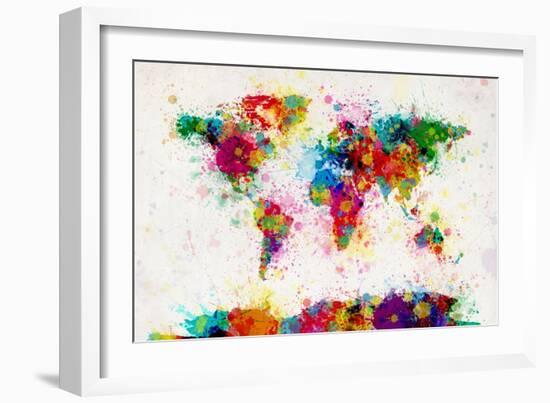 World Map Paint Splashes-Michael Tompsett-Framed Premium Giclee Print