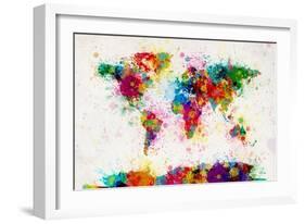 World Map Paint Splashes-Michael Tompsett-Framed Premium Giclee Print