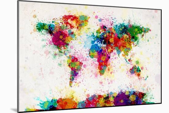 World Map Paint Splashes-Michael Tompsett-Mounted Premium Giclee Print