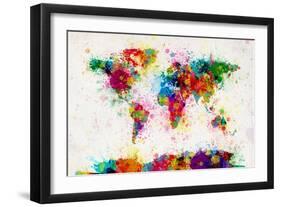 World Map Paint Splashes-Michael Tompsett-Framed Art Print