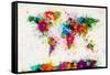 World Map Paint Splashes-Michael Tompsett-Framed Stretched Canvas