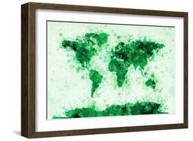 World Map Paint Splashes-Michael Tompsett-Framed Art Print