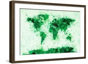 World Map Paint Splashes-Michael Tompsett-Framed Art Print