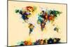 World Map Paint Splashes-Michael Tompsett-Mounted Art Print