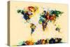 World Map Paint Splashes-Michael Tompsett-Stretched Canvas