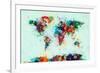 World Map Paint Splashes-Michael Tompsett-Framed Art Print