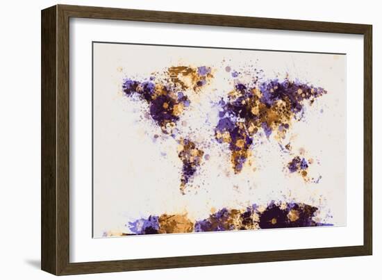 World Map Paint Splashes-Michael Tompsett-Framed Premium Giclee Print