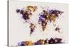 World Map Paint Splashes-Michael Tompsett-Stretched Canvas