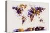 World Map Paint Splashes-Michael Tompsett-Stretched Canvas