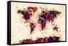 World Map Paint Splashes-Michael Tompsett-Framed Stretched Canvas