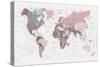 World Map Pink Green 2-Urban Epiphany-Stretched Canvas