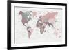 World Map Pink Green 2-Urban Epiphany-Framed Art Print