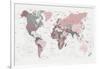 World Map Pink Green 2-Urban Epiphany-Framed Art Print
