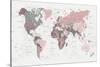 World Map Pink Green 2-Urban Epiphany-Stretched Canvas