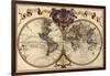 World Map Prepared for Then French King-Guillaume De Lisle-Framed Art Print