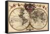 World Map Prepared for Then French King-Guillaume De Lisle-Framed Stretched Canvas