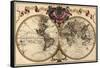 World Map Prepared for Then French King-Guillaume De Lisle-Framed Stretched Canvas