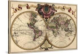 World Map Prepared for Then French King-Guillaume De Lisle-Stretched Canvas