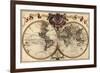 World Map Prepared for Then French King-Guillaume De Lisle-Framed Art Print