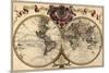 World Map Prepared for Then French King-Guillaume De Lisle-Mounted Art Print