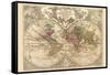 World Map Prepared for Then French King-Guillaume De Lisle-Framed Stretched Canvas