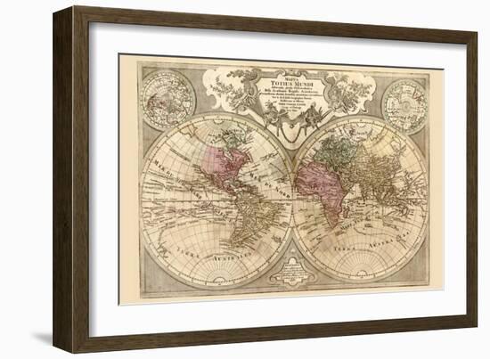 World Map Prepared for Then French King-Guillaume De Lisle-Framed Art Print