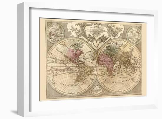 World Map Prepared for Then French King-Guillaume De Lisle-Framed Art Print