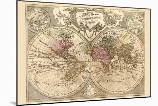 World Map Prepared for Then French King-Guillaume De Lisle-Mounted Art Print