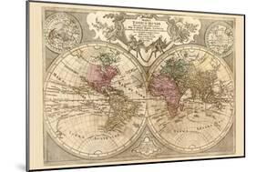 World Map Prepared for Then French King-Guillaume De Lisle-Mounted Art Print