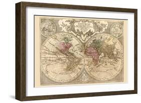 World Map Prepared for Then French King-Guillaume De Lisle-Framed Art Print