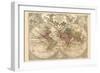 World Map Prepared for Then French King-Guillaume De Lisle-Framed Art Print