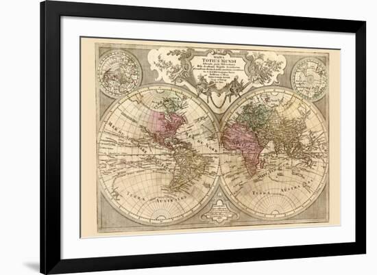 World Map Prepared for Then French King-Guillaume De Lisle-Framed Premium Giclee Print