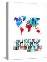 World Map Quote Albert Einstein-NaxArt-Stretched Canvas