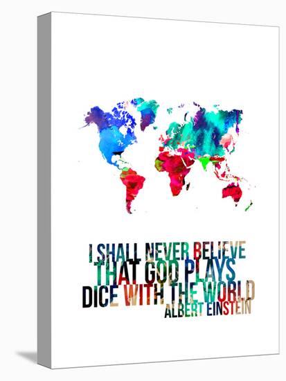 World Map Quote Albert Einstein-NaxArt-Stretched Canvas