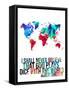 World Map Quote Albert Einstein-NaxArt-Framed Stretched Canvas