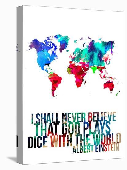 World Map Quote Albert Einstein-NaxArt-Stretched Canvas