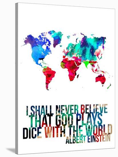 World Map Quote Albert Einstein-NaxArt-Stretched Canvas