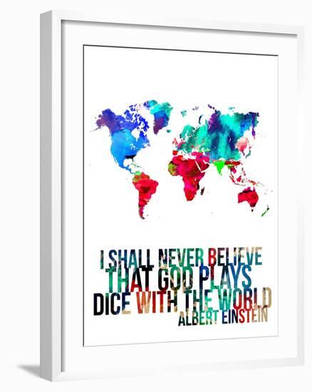 World Map Quote Albert Einstein-NaxArt-Framed Art Print