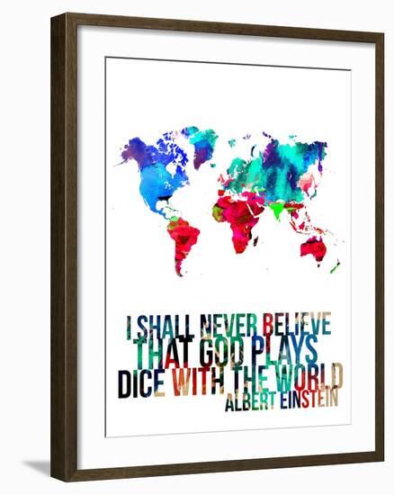 World Map Quote Albert Einstein-NaxArt-Framed Art Print