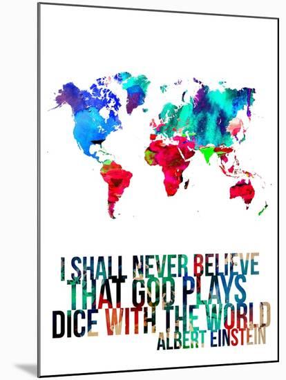 World Map Quote Albert Einstein-NaxArt-Mounted Art Print