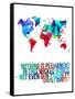 World Map Quote Charlie Chaplin-NaxArt-Framed Stretched Canvas