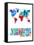 World Map Quote Charlie Chaplin-NaxArt-Framed Stretched Canvas