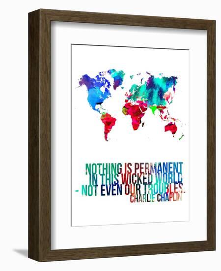 World Map Quote Charlie Chaplin-NaxArt-Framed Art Print