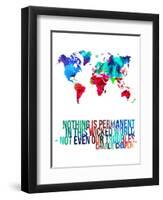 World Map Quote Charlie Chaplin-NaxArt-Framed Art Print