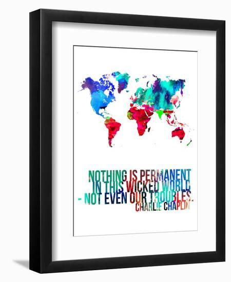 World Map Quote Charlie Chaplin-NaxArt-Framed Art Print