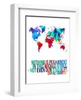 World Map Quote Charlie Chaplin-NaxArt-Framed Art Print