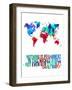 World Map Quote Charlie Chaplin-NaxArt-Framed Art Print