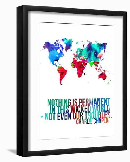 World Map Quote Charlie Chaplin-NaxArt-Framed Art Print